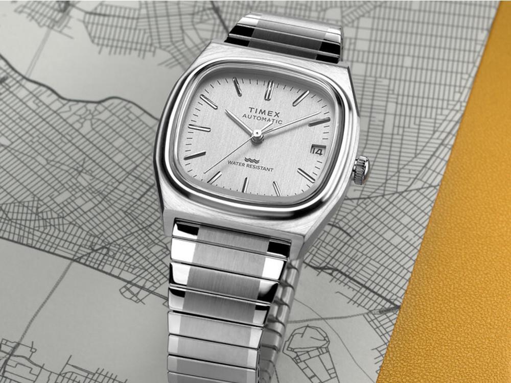 Timex E Line Automatic Watch, White, 34 mm, TW2W70800