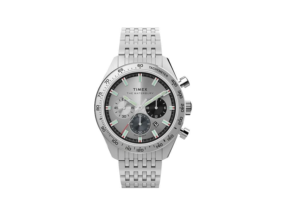 Timex Waterbury Traditional Quartz Watch, Silver, 41 mm, Chronograph, TW2Y18700