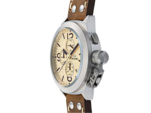 TW Steel Classic Canteen Quartz Watch, Beige, 45 mm, Leather, 10 atm, CS104