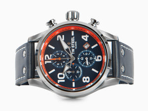 TW Steel WRC Quartz Watch, Blue, 48 mm, Leather strap, 10 atm, VS89