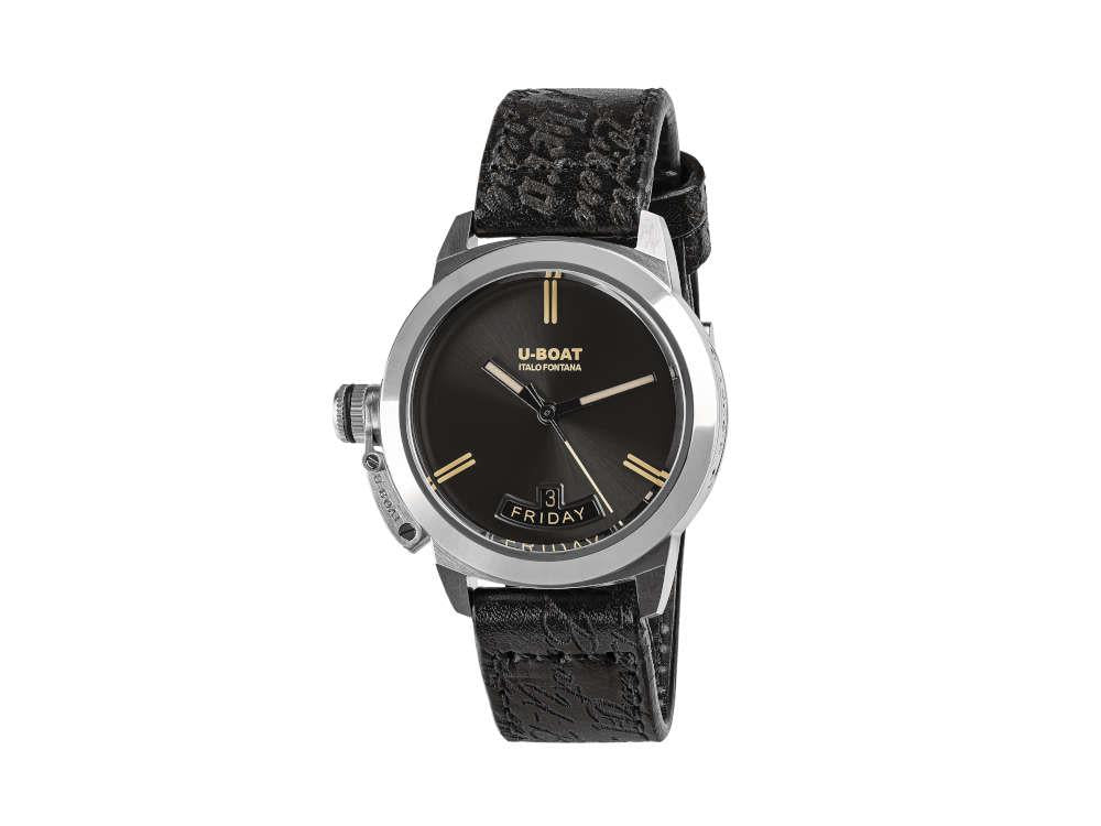 U-Boat Classico Vintage Automatic Watch, Black, 40 mm, Leather strap, 8891