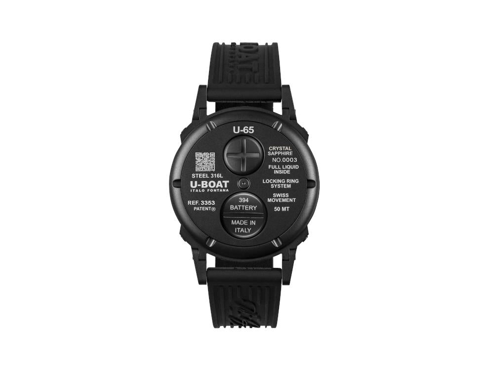 U-Boat U-65 PVD Aqua Quartz Watch, PVD, 44 mm, Grey, 3353