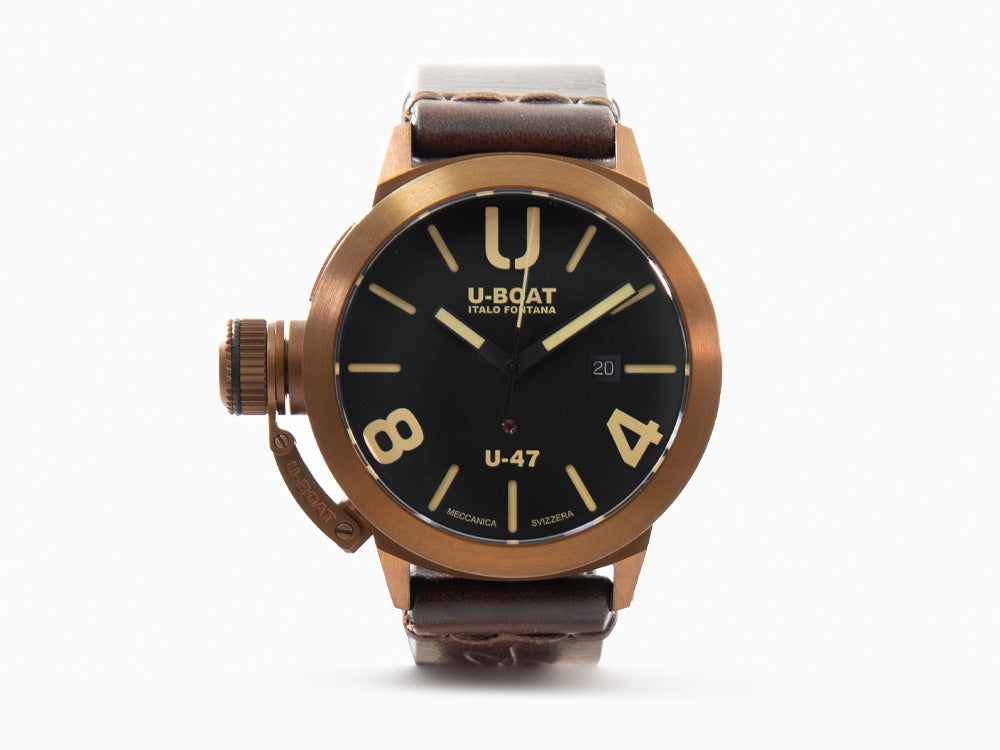 U-Boat Classico U-47 Bronzo Automatic Watch, Bronze, Black, 47 mm, Leather, 7797