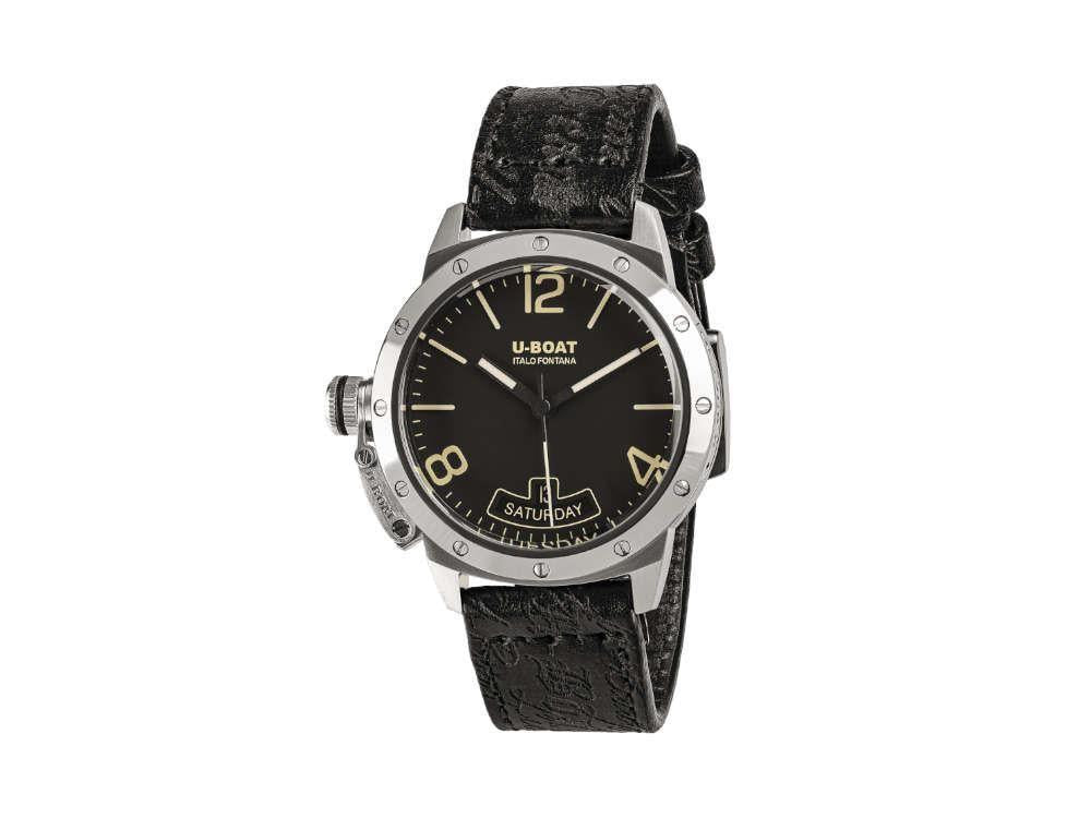 U-Boat Classico Vintage Automatic Watch, Black, 40 mm, Leather strap, 8890