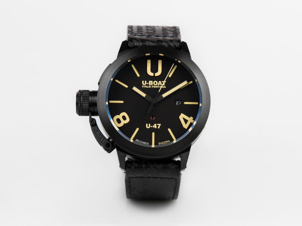 U-Boat Classico U-47 Dark Soul Automatic Watch, 47 mm, Leather strap, 9160