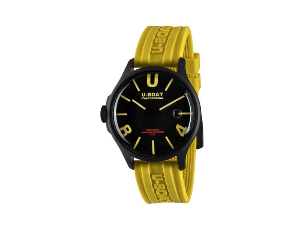U-Boat Capsoil Darkmoon Yellow Curve Quartz Watch, IPB, 44 mm, Black, 9522