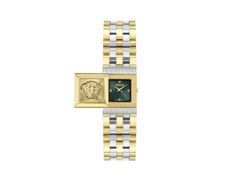 Versace Reveal Quartz Watch, PVD Gold, Green, 18mm x 25 mm, VE0C00125