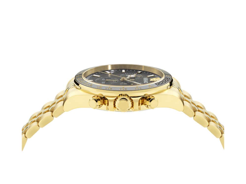 Versace Greca Chrono Wave Quartz Watch, PVD Gold, Black, 43 mm, VE0H00525