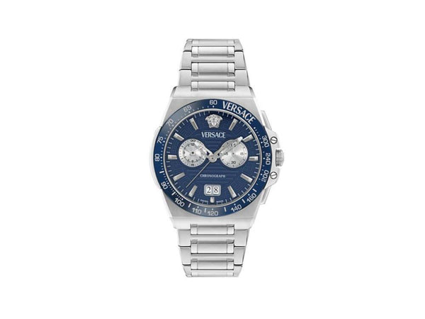 Versace Greca Reaction Quartz Watch, Blue, 43 mm, , VE5N00326