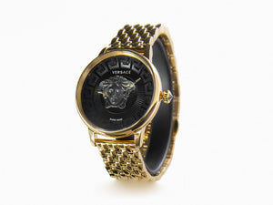 Versace Medusa Alchemy Quartz Watch, PVD Gold, Black, 38 mm, VE6F00523