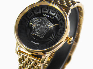 Versace Medusa Alchemy Quartz Watch, PVD Gold, Black, 38 mm, VE6F00523