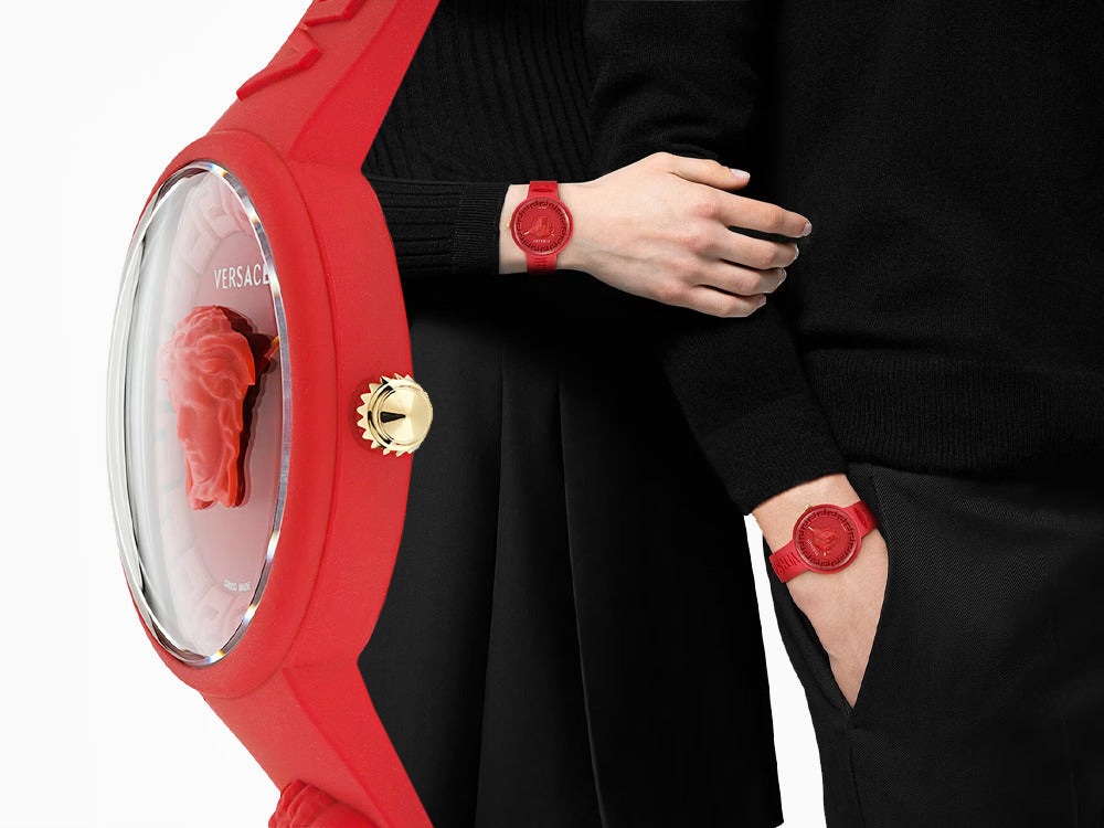 Versace Medusa Pop Quartz Watch, Silicon, Red, 39 mm, VE6G00723