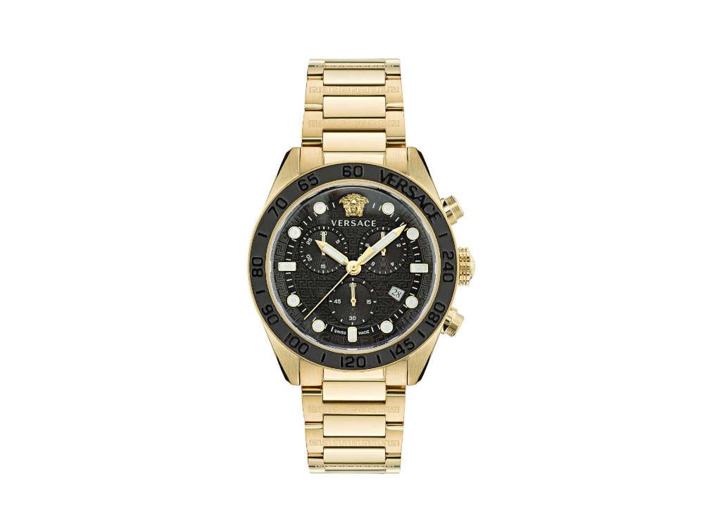 Versace Greca Dome Chrono Quartz Watch, PVD Gold, Black, 43 mm, VE6K00 -  Iguana Sell | Schweizer Uhren