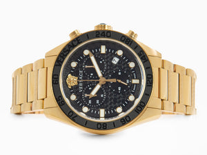 Greca Sell 43 Versace Chrono Dome mm, - Black, Gold, VE6K00 Quartz Watch, Iguana PVD