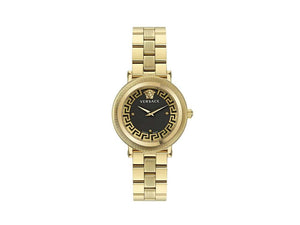 Versace Greca Flourish Quartz Watch, PVD Gold, Black, 35 mm, VE7F00623