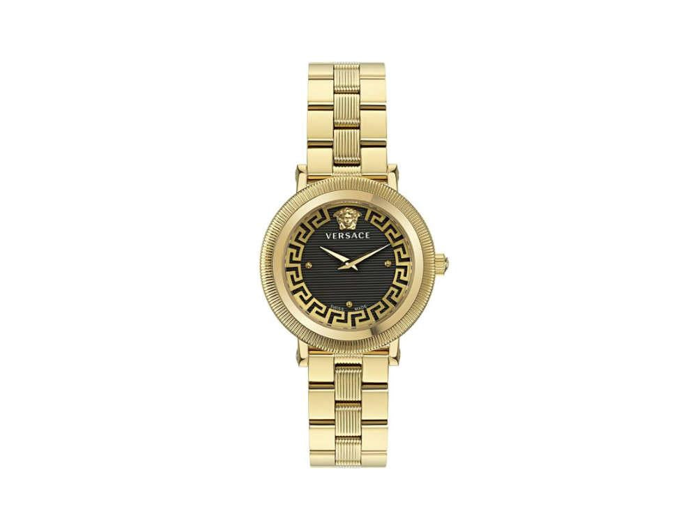 Versace Greca Flourish Quartz Watch, PVD Gold, Black, 35 mm, VE7F00623