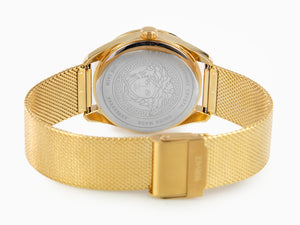 Versace New V Circle Quartz Watch, PVD Gold, 36 mm, Sapphire Crystal, VE8A00424