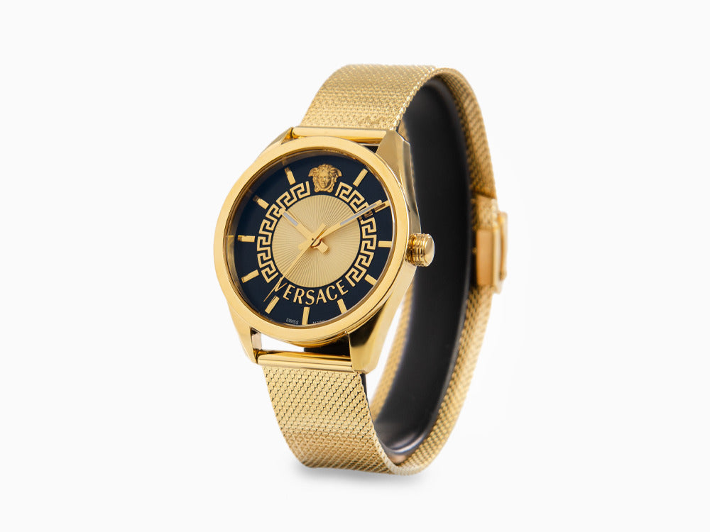 Versace New V Circle Quartz Watch, PVD Gold, 36 mm, Sapphire Crystal, VE8A00424