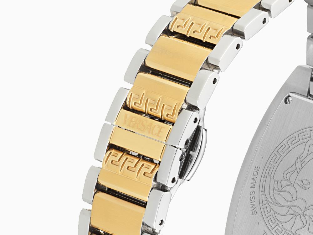 Versace Dominus Lady Quartz Watch, PVD Gold, Silver, 44,8mm x 36mm, VE8K00424
