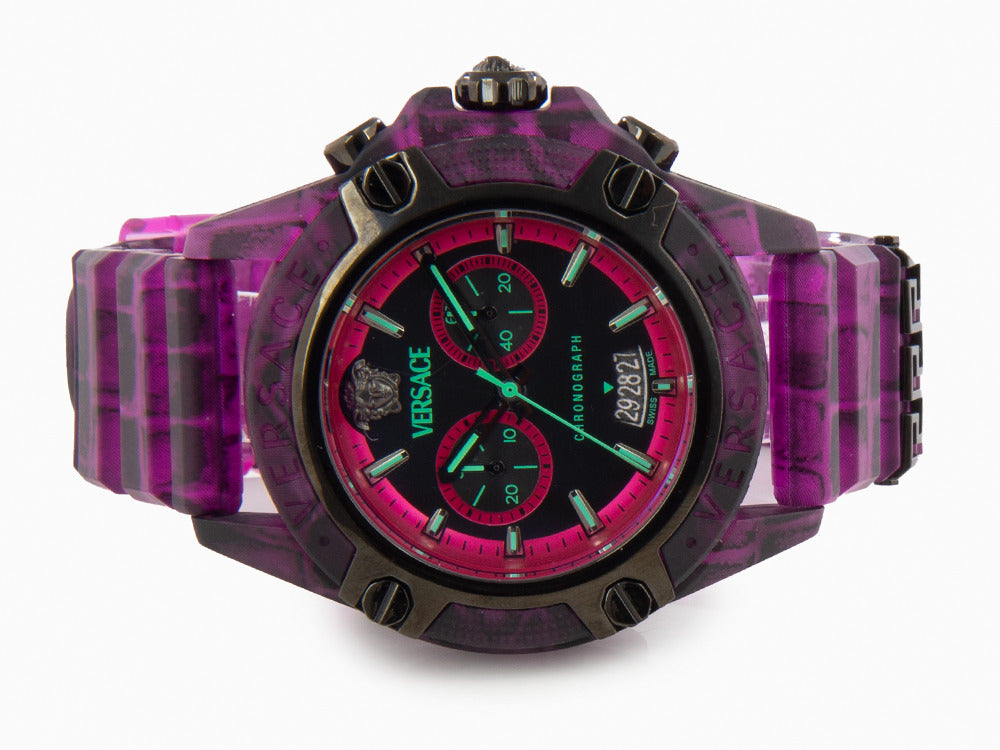 Versace Icon Active Quartz Watch, Polycarbonate, Black, 44 mm, VE8P00124