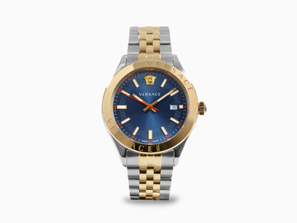 Versace Hellenyium Quartz Watch, PVD Gold, Blue, 42mm