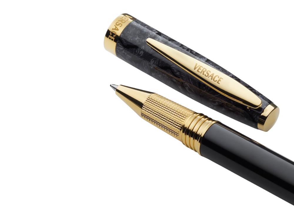 Versace Barocco Rollerball pen, Resin, Black, Gold plated, VRAD00224
