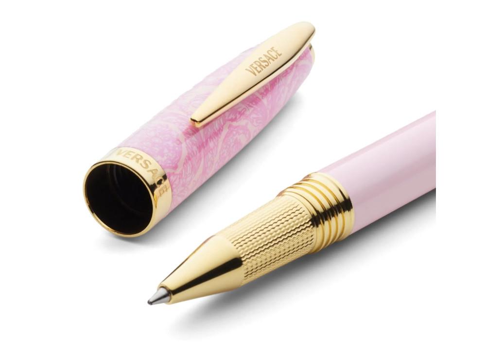 Versace Barocco Rollerball pen, Resin, Pink, Gold plated, VRAD00424