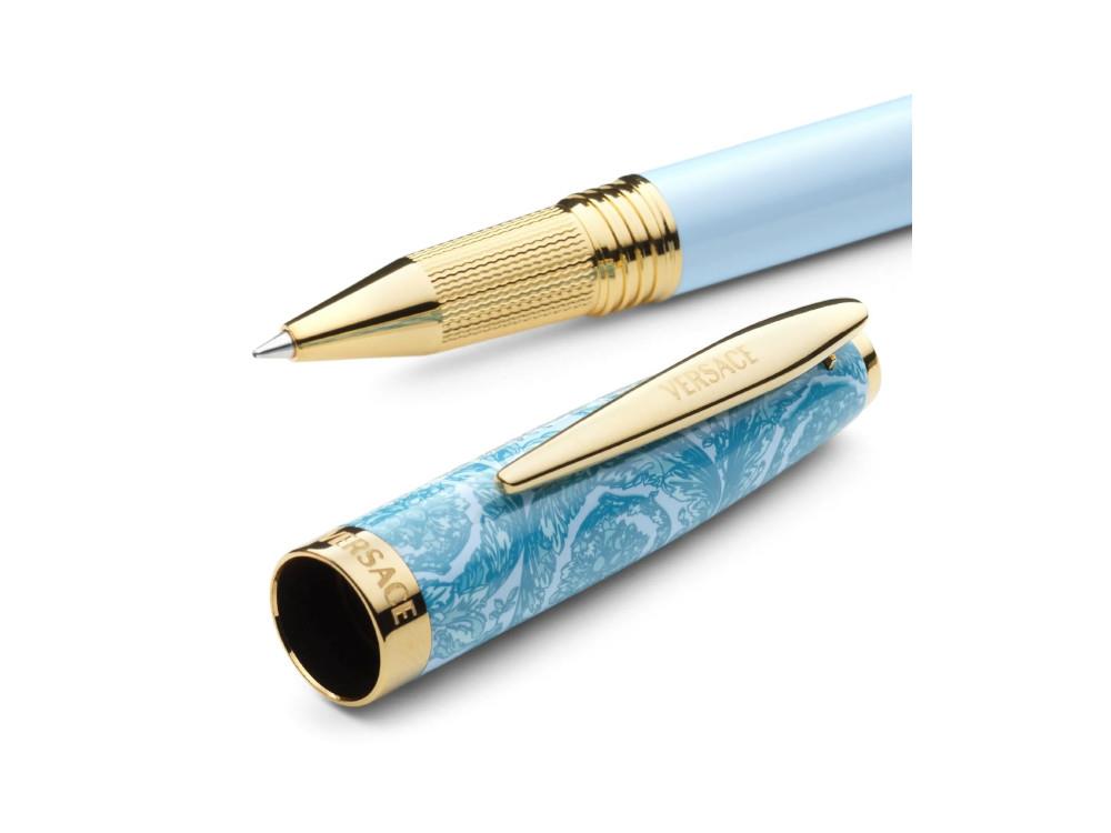 Versace Barocco Rollerball pen, Resin, Blue, Gold plated, VRAD00524