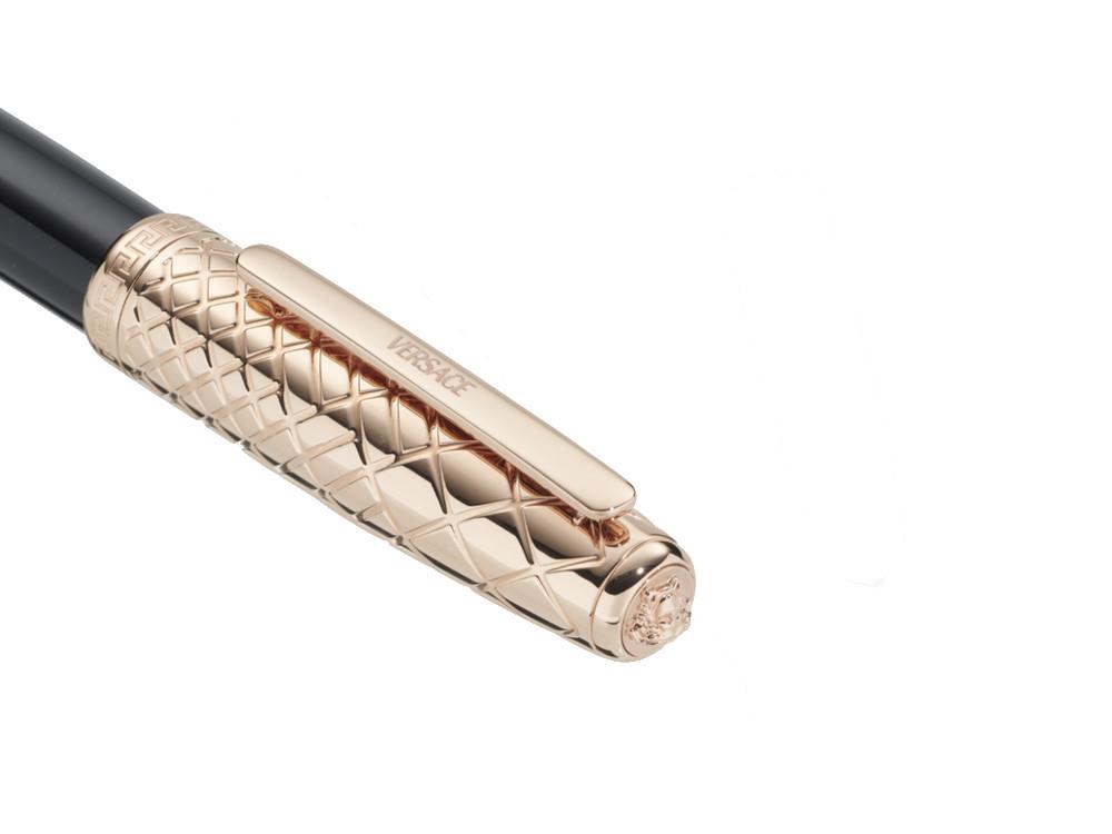 Versace Honos Rollerball pen, Resin, Black, Rose Gold PVD, VRTC00324