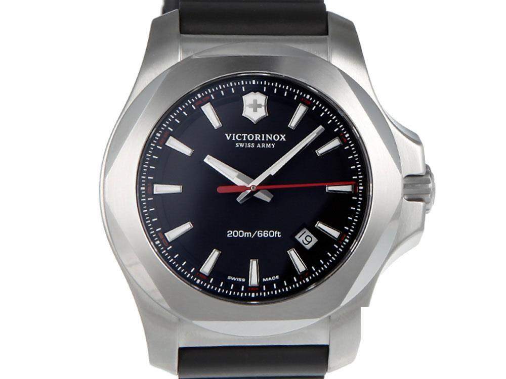 Victorinox I.N.O.X. Quartz Watch, Stainless Steel, Black, 43 mm, Rubber strap