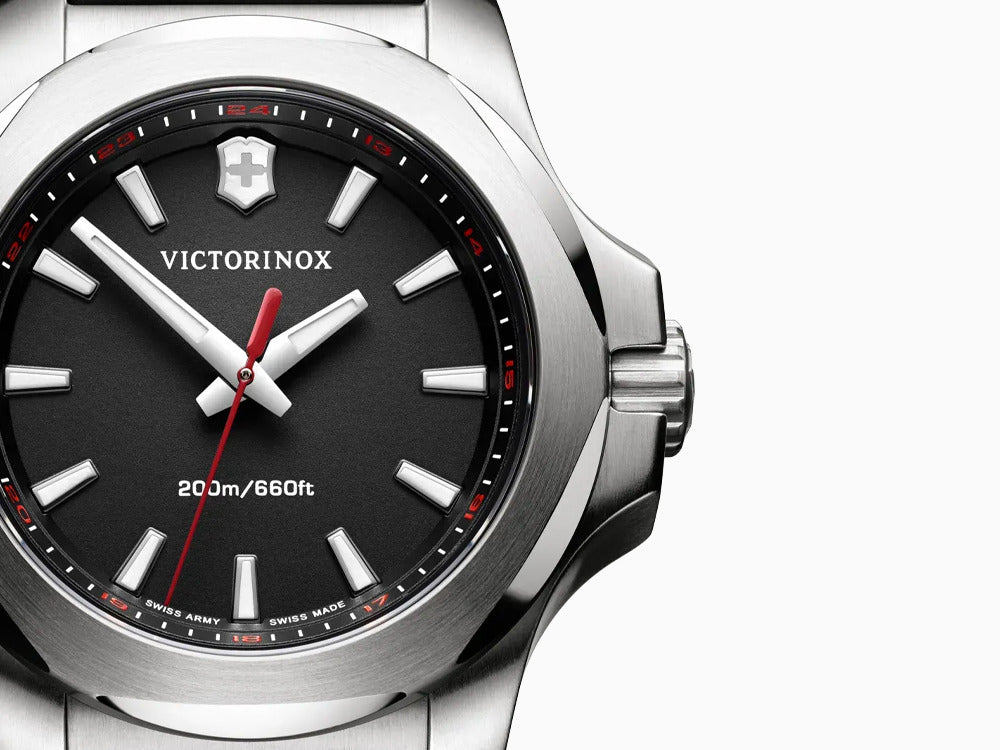 Victorinox I.N.O.X. Ladies Quartz Watch, Stainless Steel, Black, 37 mm, V241768