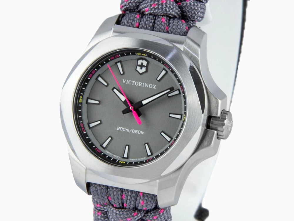 Victorinox I.N.O.X. Ladies Quartz Watch, Stainless Steel, Grey, 37 mm, Paracord