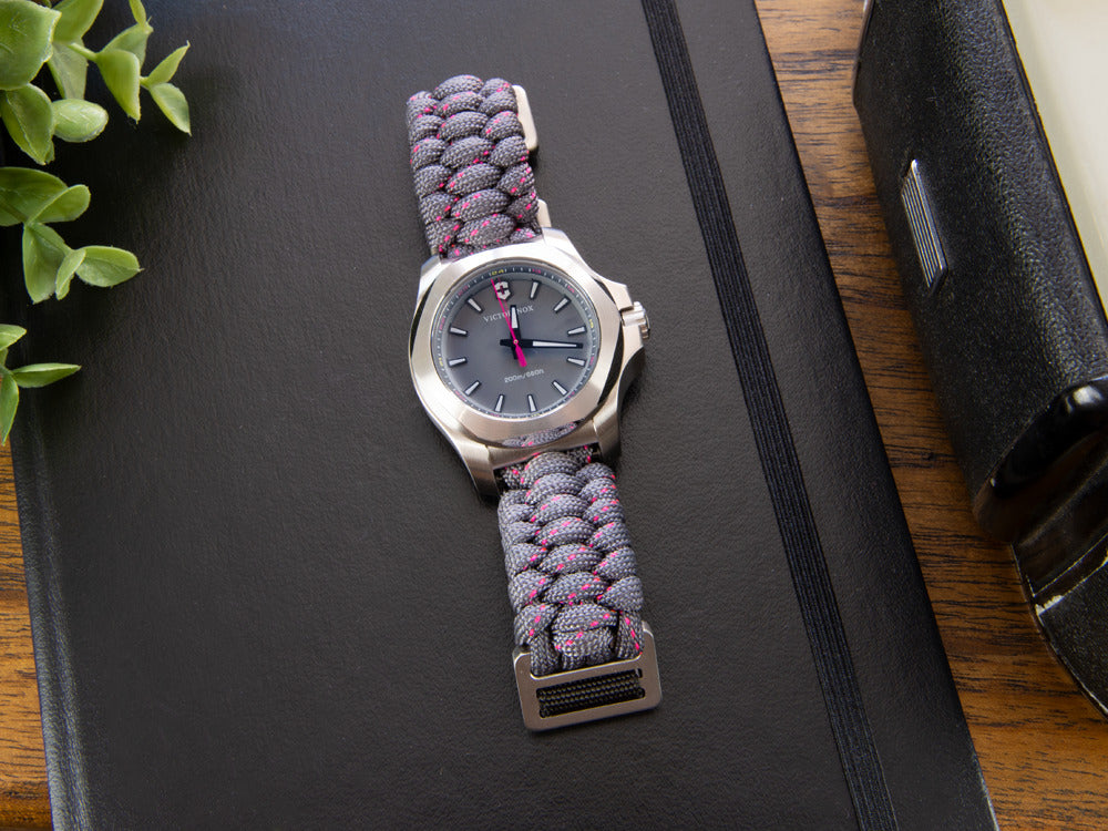 Victorinox I.N.O.X. Ladies Quartz Watch, Stainless Steel, Grey, 37 mm, Paracord