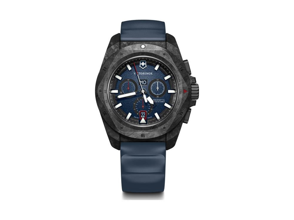 Victorinox I.N.O.X. Chrono Quartz Watch, Carbon Fiber, Blue, 43 mm, V242082