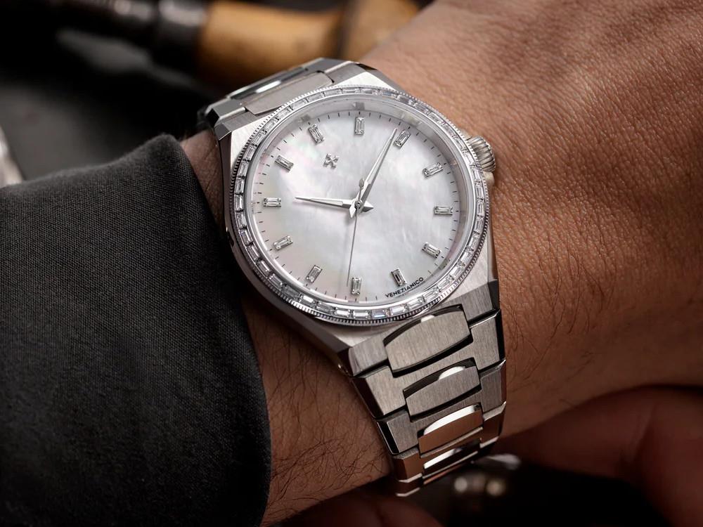 Venezianico Arsenale Moissanite Automatic Watch, 37 mm, White, 6121511C