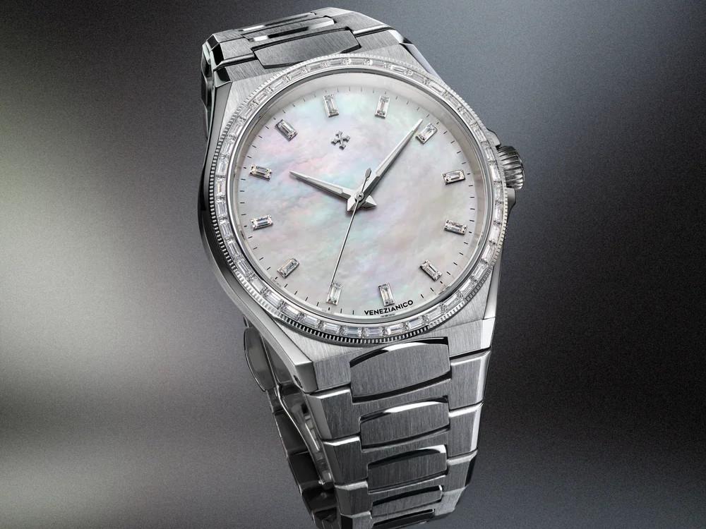 Venezianico Arsenale Moissanite Automatic Watch, 37 mm, White, 6121511C