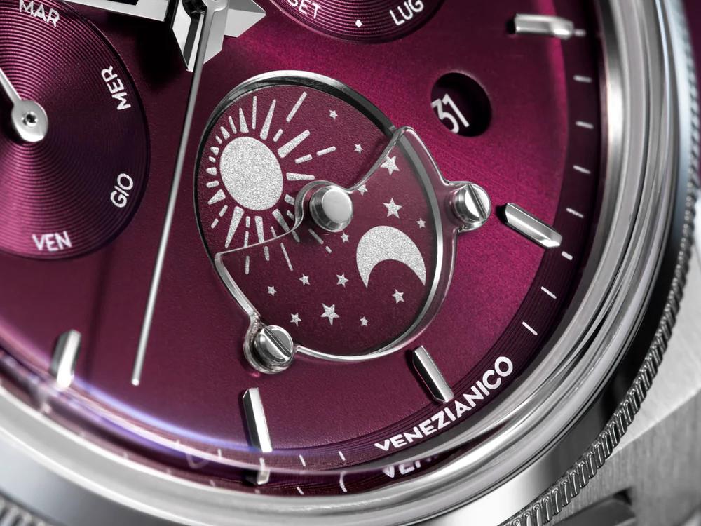 Venezianico Arsenale  Calendario Automatic Watch, 40 mm, Burgundy, 6221581C