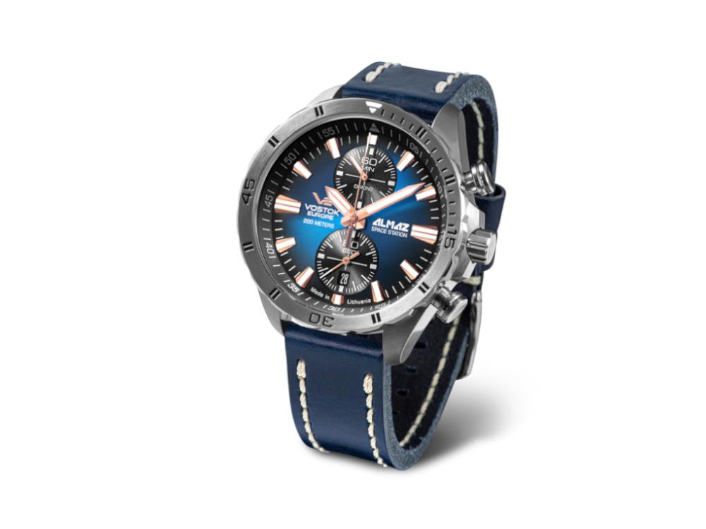 Vostok Europe Almaz Quartz Watch, Blue, 47 mm, Chronograph, 6S11-320A675-L-BL