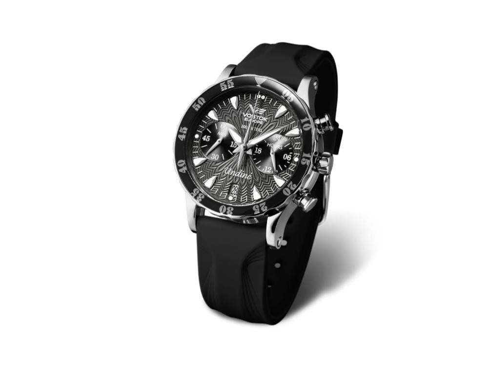 Vostok Europe Undiné Quartz Watch, Steel, Black, 39 mm, Chrono, VK64-515A523