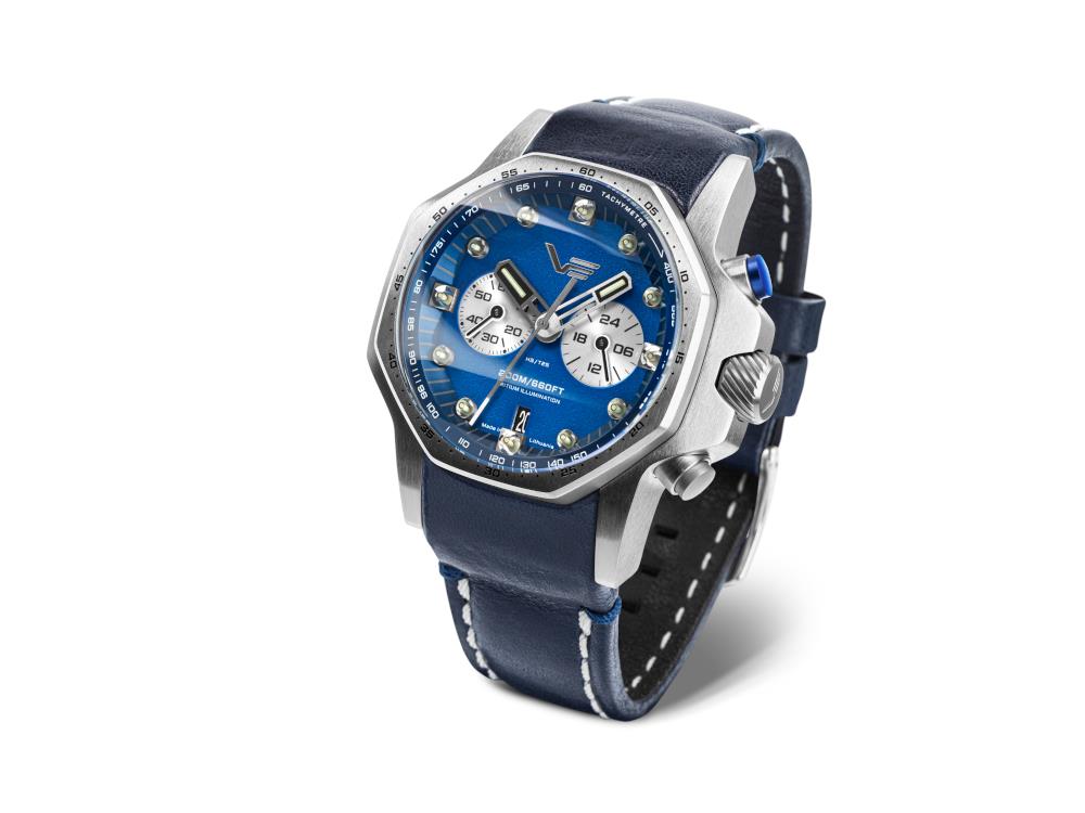 Vostok Europe Atomic Age Quartz Watch, 48 mm, Tritium, Chrono, VK64-640A700