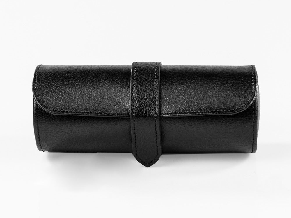 WOLF Blake Watch roll, 3 watches, Black, Leather, 305002