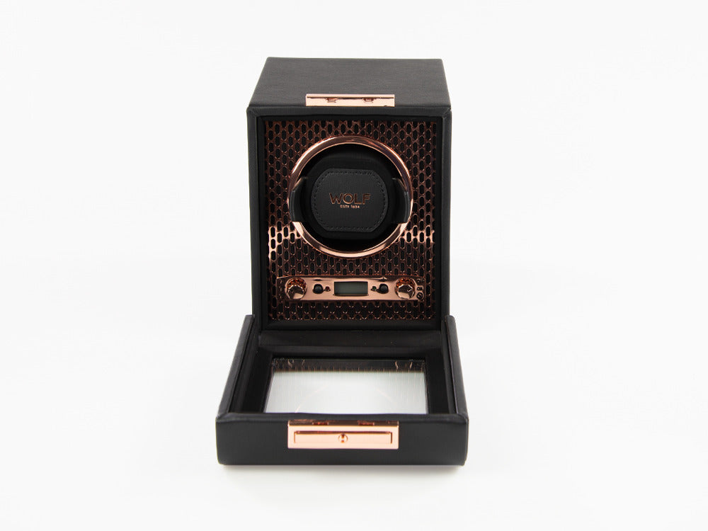 Watch winder, WOLF, Black, 1 Watch, Vegan Leather, 469116