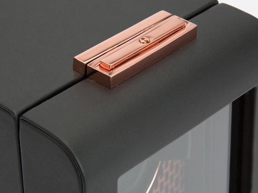 Watch winder, WOLF, Black, 1 Watch, Vegan Leather, 469116