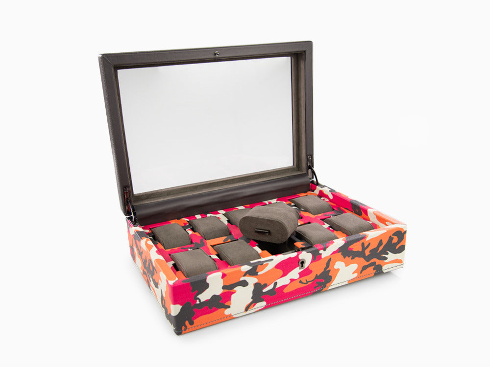 WOLF Elements Fire Watch box, 10 Watches, Red, Vegan Leather, 665472