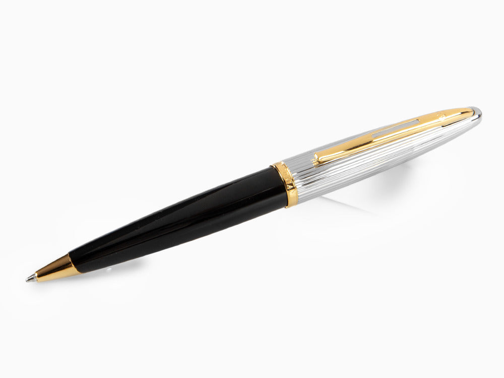 Waterman Carene Ballpoint Pen Deluxe Black - Silver Plated Cap