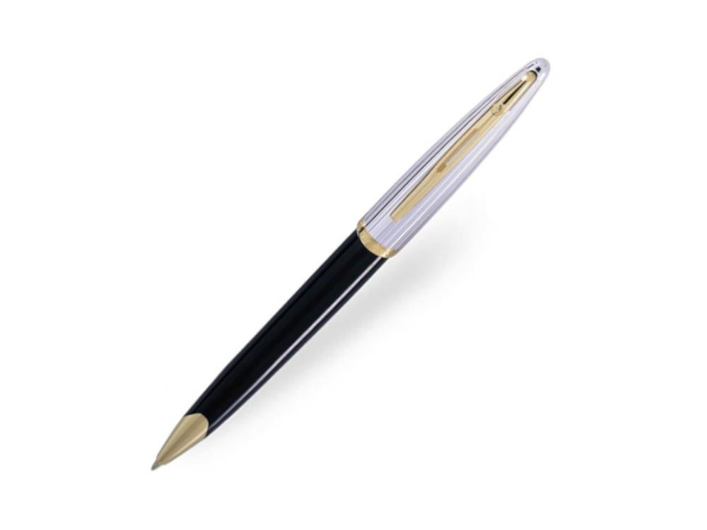Waterman Carene Ballpoint Pen Deluxe Black - Silver Plated Cap