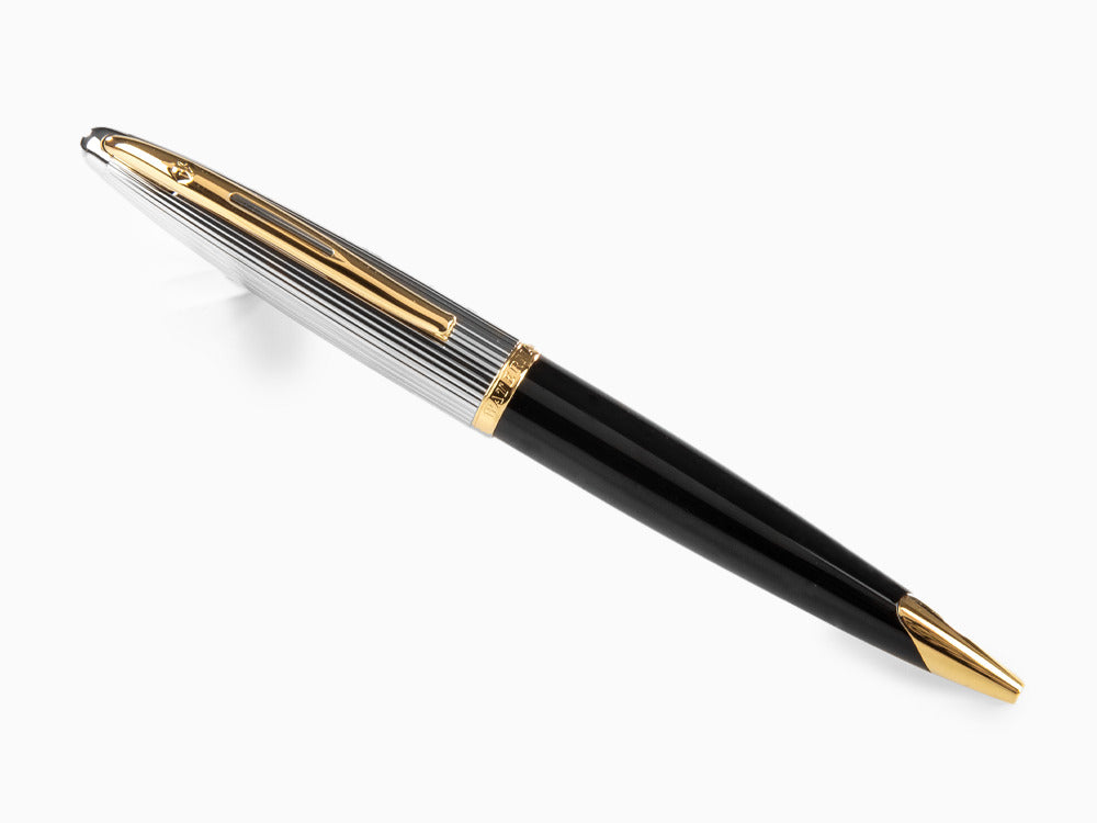 Waterman Carene Ballpoint Pen Deluxe Black - Silver Plated Cap