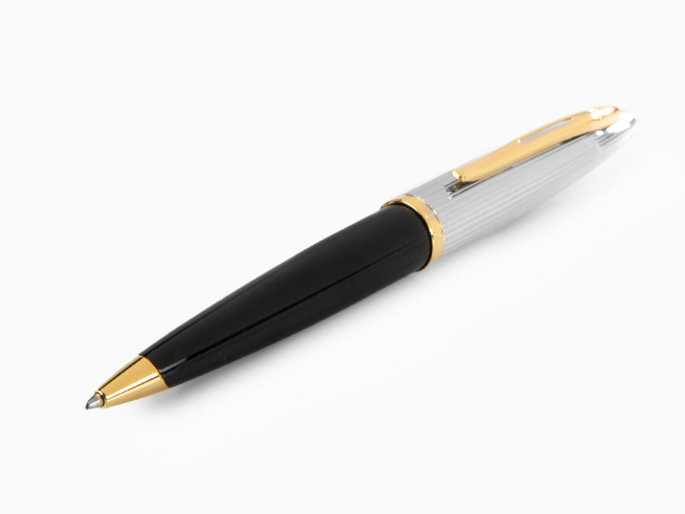 Waterman Carene Ballpoint Pen Deluxe Black - Silver Plated Cap