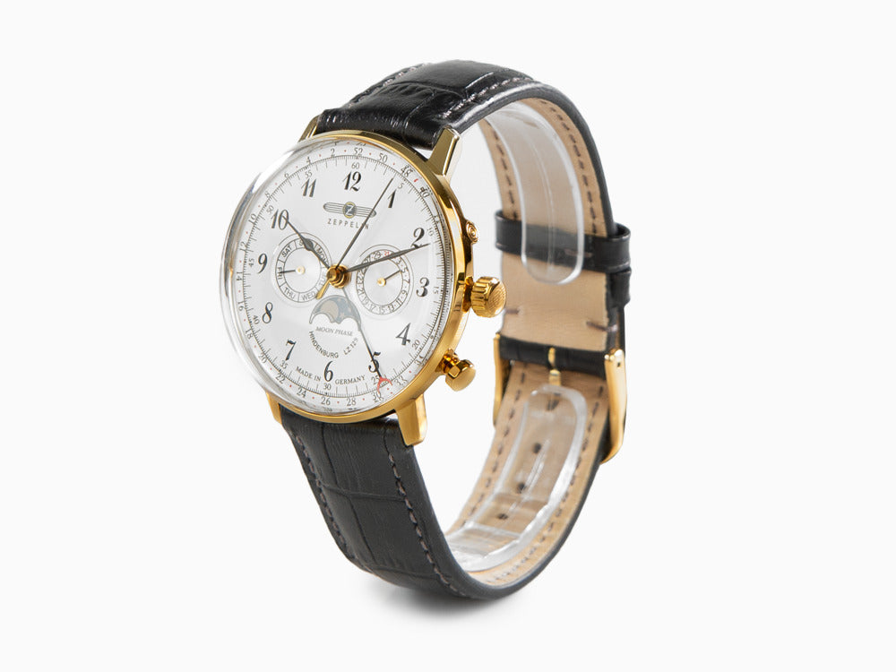 Zeppelin LZ 129 Hindenburg Moonphase Quartz Watch, PVD Gold, 40 mm
