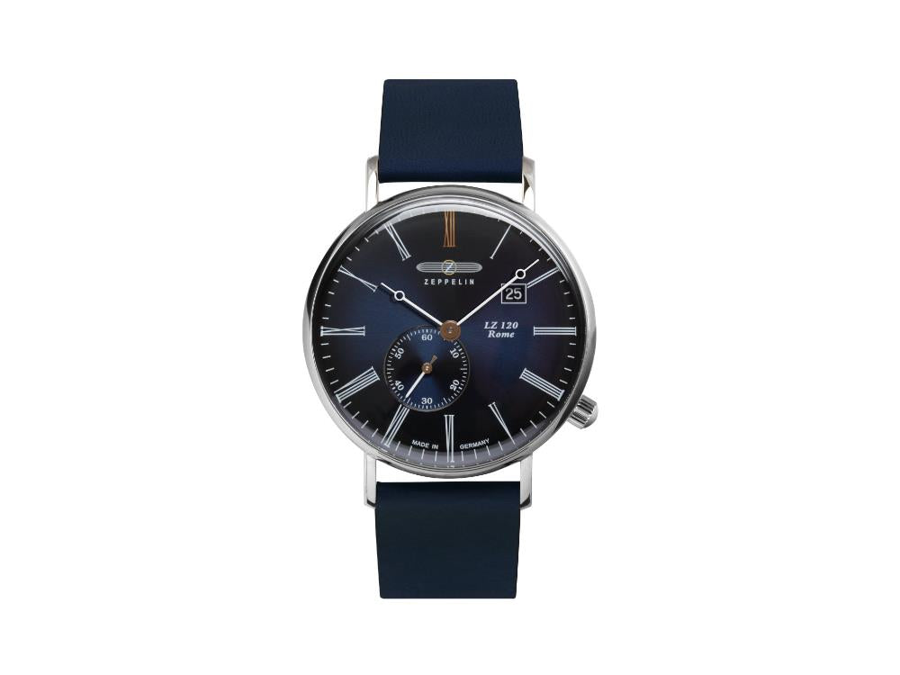 Zeppelin LZ120 Rome Quartz Watch, Blue, 41 mm, Day, 7134-3